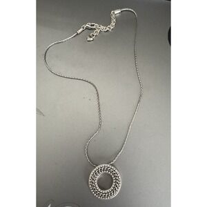 Brighton Silver Circle Chain Reaction Crystal Chain Pendant Necklace